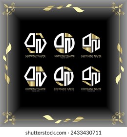 ON letter luxury logo set design.ON monogram polygonal and circle shape vector. ON luxury design.
