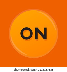 On lettering. Orange button.