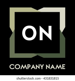ON letters business logo creative  icon design template elements in abstract background logo, design identity in square with four colors, modern alphabet letters