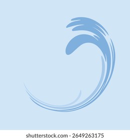 On a light background, a blue wave. Logo or print associated with water.