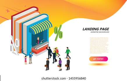 on line book store for landing page layout design template