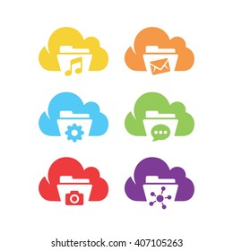 On line Cloud Service Technology, Cloud Technology Icon Set