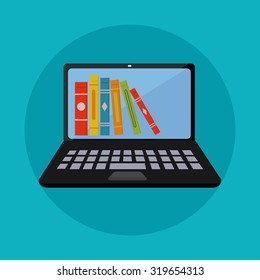 On line digital library vector concept