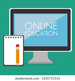 on line education with desktop computer