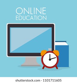 on line education with desktop computer