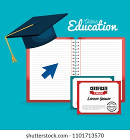 on line education with hat graduation