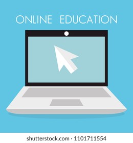 on line education with laptop