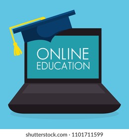 on line education with laptop