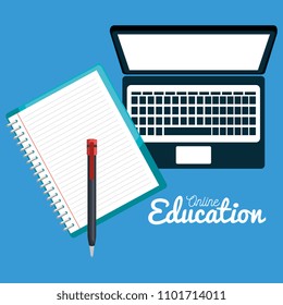 on line education with laptop