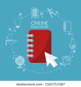 on line education with notebook