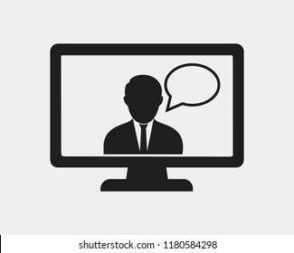 On line learning icon on gray background