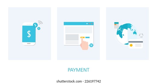 on line payment concept icon set 