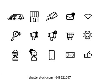 On line shop icon cartoon vector illustrations