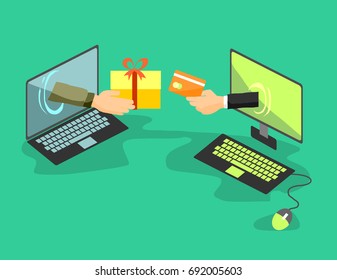 on line shoping cartoon