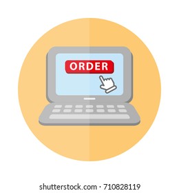 on line shopping buy computer order flat office work managers technology vector illustration isolated technology plug web banner internet connection manager presentation web programmer ceo