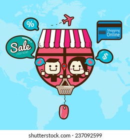 On line shopping and e-commerce concept