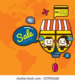 On line shopping and e-commerce concept