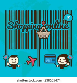 On line shopping and e-commerce concept retro