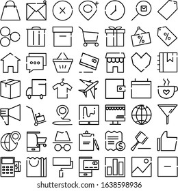 on line shopping, e-commerce icon. e shopping glyph icons, portraying an e commerce and shopping concept. Grab this editable set for personal and commercial use. E-commerce. Outline web 49 icons set