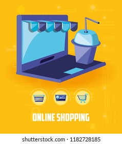 on line shopping with laptop