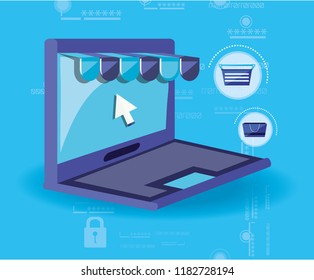 on line shopping with laptop