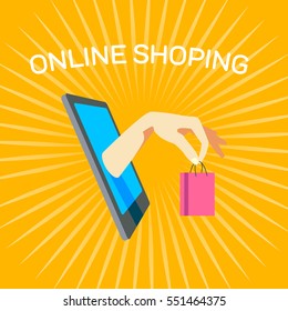On line shopping vector concept