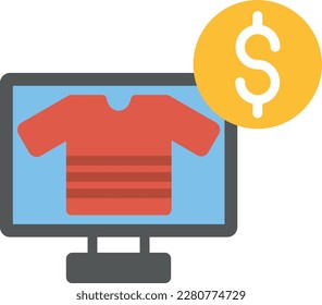 On Line Shopping Vector Icon Flat Style