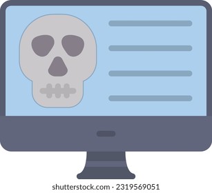 On Line Skull Vector Icon Flat Style