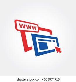 On Line Web Development Stacked Browser Symbol. World Wide Web concept