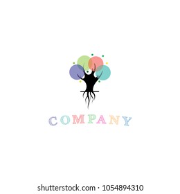 On the logo is an abstract image of the tree where the tree crowns are expressed in the form of multi-colored balls.