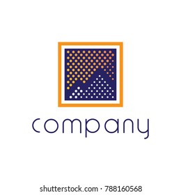 On the logo is an abstract mountain image.