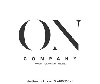 ON logo design. Initial letter o and n serif font style. Creative classic company name typography. Trendy logotype or identity. Vector illustration.