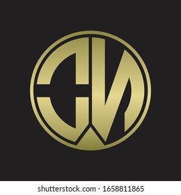 ON Logo monogram circle with piece ribbon style on gold colors