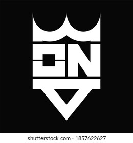 ON Logo monogram with crown shape isolated on Black background