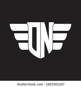 ON Logo monogram with emblem and wings element design template