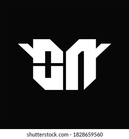 ON-Logo-Monogramm mit einer Musterung für einzelne Flügel auf schwarzem Hintergrund