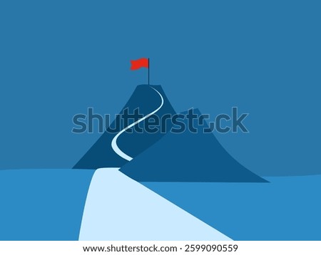 On the long road and the red flag of success on the mountaintop