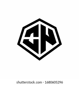 ON monogram logo with hexagon shape and line rounded style design template isolated on white background