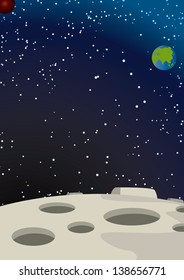 On The Moon Vector Illustration