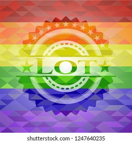 Lot on mosaic background with the colors of the LGBT flag