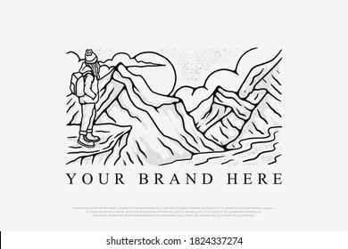 on a mountain climbing adventure, the design can be used for print on t-shirts, merchandise and for digital needs