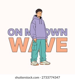 On My Own Wave Independence Mindset Flat Illustration