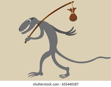 On my travel 2
a lizard going on a distant journey