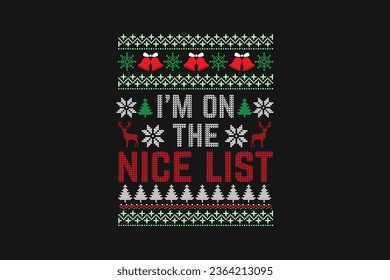 " I'm on the Naughty list" Retro Christmas t-shirt sweater design