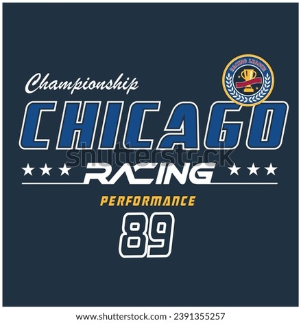 on the navy background chicago city racing desing