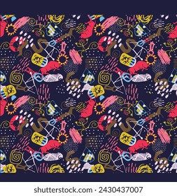 on the navy background mix object pattern design 