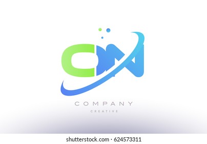 on o n alphabet green blue swoosh letter company logo vector icon design template