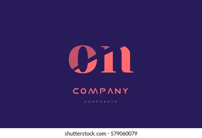 on o n alphabet small letter blue pink creative design vector company logo icon template 