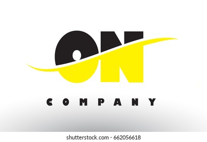 ON O N  Black and Yellow Letter Logo with White Swoosh and Curved Lines.