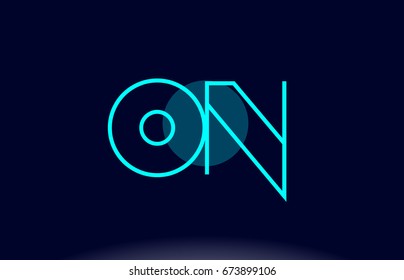 on o n blue line circle letter logo alphabet creative company vector icon design template